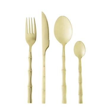 Imagem de Faqueiro 16 Peças de Aço Inox Bambu Elegant Champanhe - Lyor