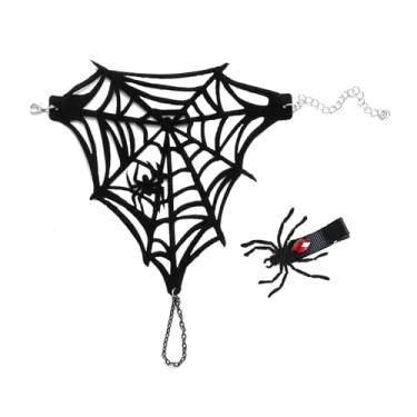 Imagem de Conjunto de joias de morcego gótico de Halloween colar gargantilha de morcego vampiro gótico morcego bico de pato grampos de cabelo preto tatuagem colar gargantilha para mulheres cosplay lolita