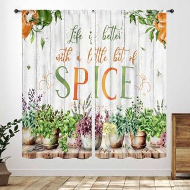 Imagem de Cortinas rústicas de cozinha, quinta, verão, legumes, temperos, ingredientes, tema de cozinha, campo, sala de jantar, sala de estar, quarto, janela, cortinas, tratamentos, 2 painéis, 106 x 113 cm