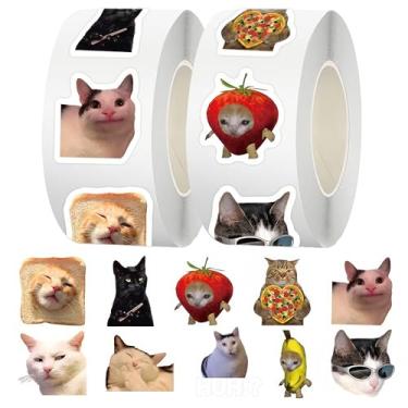 Imagem de 500 peças de adesivos de meme de gato fofos para garrafas de água, laptop, guitarra, mala, decalques de vinil à prova d'água, presentes para adultos, adolescentes, meninos e meninas