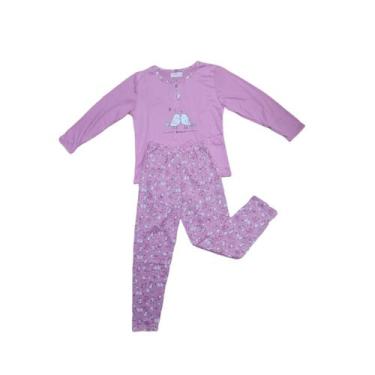 Imagem de Conjunto de pijamas para meninas, blusa e calça de manga comprida - Li