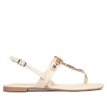 Imagem de Sandália Rasteira Feminina Dakota com Pedrarias Bege, Bege, 36