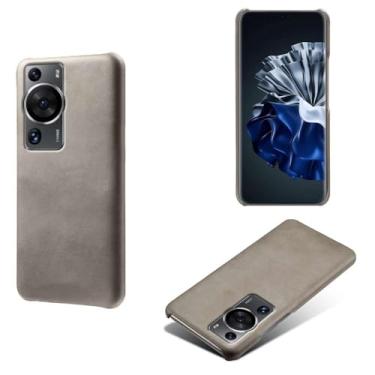 Imagem de Capa para Huawei P60 PRO,Proteção contra quedas,Casca de volta de cor sólida simples,Design de couro de imitação de plástico-Gray
