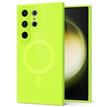 Imagem de Capa para celular Samsung Galaxy S23 Ultra de silicone magnética, compatível com Magsafe capa fofa para mulheres, feminina, cor brilhante, geleia, fina, rígida, borracha segura e capa para câmera