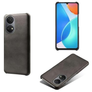 Imagem de Capa para Honor X7,Proteção contra quedas,Casca de volta de cor sólida simples,Design de couro de imitação de plástico-Black