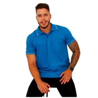 Imagem de Camisa Gola Polo Masculina com bolso Algodão Básica - RS, Grafite