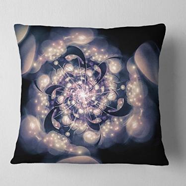 Imagem de Designart flor fractal preta branca no escuro floral sala de estar, sofá, almofada + capa de almofada impressa em ambos os lados 66 cm x 66 cm