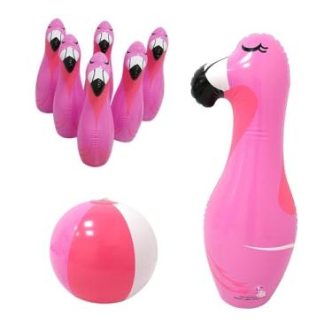 Imagem de menolana Conjunto de boliche inflável, com bola, brinquedos, educação infantil, jogos de festa, jogos internos e externos, conjunto de de boliche para, Flamingo