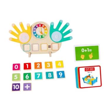 Imagem de simhoa Jogo de matemática para contagem de números com dedo pequeno, adição e subtração, brinquedo de aprendizagem em casa para crianças do jardim de
