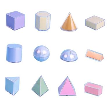 Imagem de YIJU Blocos Geométricos de Formas 3D, Padrões de Brinquedos de Aprendizagem Montessori de Sólidos Geométricos 3D