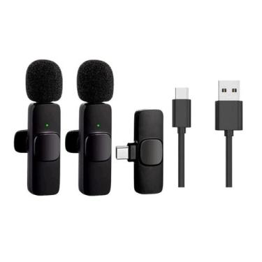 Imagem de Microfone Lapela Duplo sem fio Profissional Para Vlogs Tipo C - B-Max