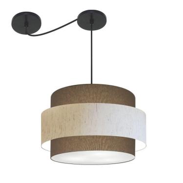 Imagem de Lustre Sala De Jantar Com Desvio Vivare Md-4399 Cúpula Em Tecido 50cm Cáqui-linho-bege-cáqui 127/220v