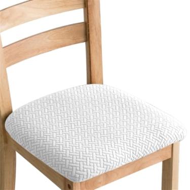 Imagem de Capas de assento para cadeira de jantar em jacquard elástico durável, removível e lavável, almofada elástica para cadeir