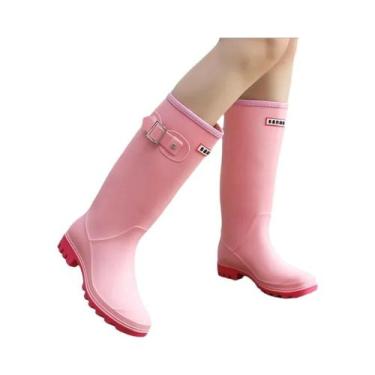 Imagem de Botas De Chuva Femininas Estilo Coreano De Cano Alto Impermeáveis Em P
