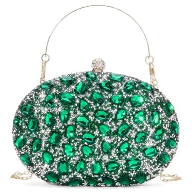 Imagem de RNIEGA Bolsas clutch de strass para mulheres, moda formal, noite, para formatura, coquetel, casamento, noivado, Verde