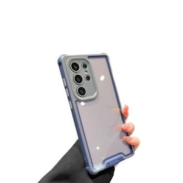Imagem de Capa de celular com proteção híbrida à prova de choque e airbag para Samsung Galaxy S25 S24 Ultra Plus, capa rígida transparente (para S25 Plus/azul escuro-cinza)