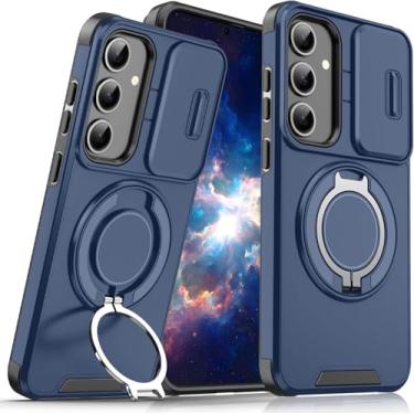 Imagem de Capa para Samsung Galaxy S23 com anel magnético para câmera, capa resistente à prova de choque militar resistente à prova de choque para Samsung S23 5G capa de telefone (azul)