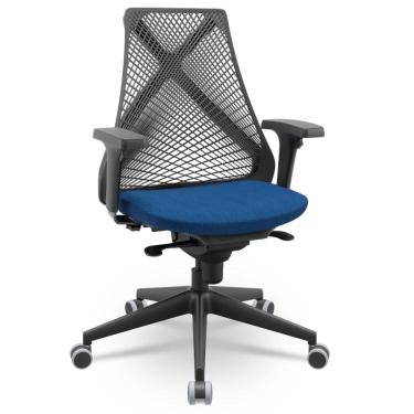 Imagem de Cadeira De Escritório Giratória Presidente Unix P03 Tela Cinza Crepe Azul - Lyam Decor