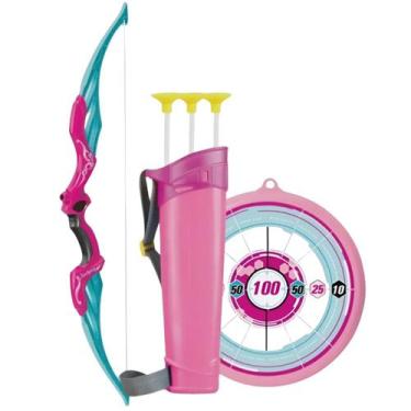 Imagem de Brinquedo Infantil Arco E Flecha Rosa Com Alvo Mira Certa - Zoop Toys