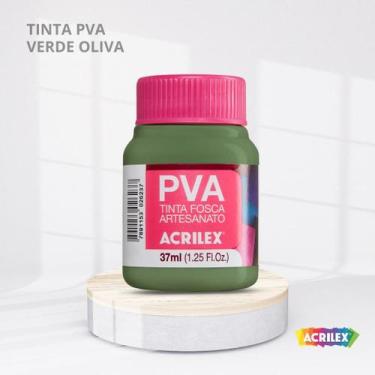 Imagem de Tinta pva fosca para artesanato com 37ml cor verde oliva - ACRILEX