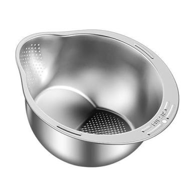 Imagem de KiBcsLic Tigela para enxaguar arroz, utensílios de cozinha, lavadora de arroz, peneira, tigela com gancho, escorredor de legumes e frutas, cesta versátil para