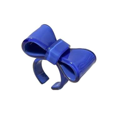 Imagem de ChungLong0593 Anel de declaração de arco xadrez colorido anel aberto de acrílico para mulheres joias modernas e modernas presente, Resina, Sem pedra preciosa