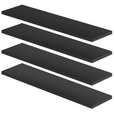 Imagem de Kit 4 Prateleiras de Parede Suporte Invisível Nicho Multiuso 60x10cm em Mdf Reforçado 15mm Preto