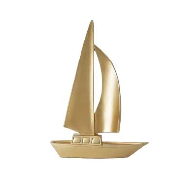 Imagem de hezhuhe2258 Ornamentos de mesa ornamentos de barco à vela nicho de alta qualidade luz de luxo sala de estar móveis foyer armário de vinho decorações de TV (ouro)