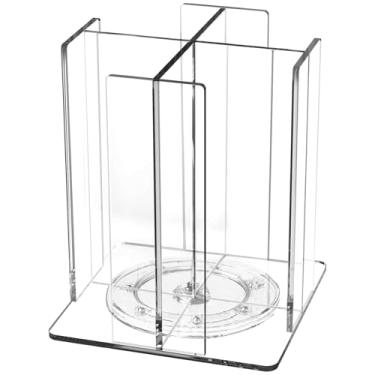 Imagem de Tirifer Suporte de copo e tampa, dispensador de xícara de café transparente com rotação de 360°, carrossel de tampa giratória, organizador de armazenamento de copos de acrílico com 4 compartimentos