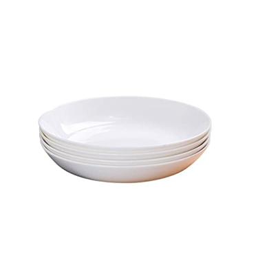 Imagem de Conjunto de pratos de jantar de cerâmica de 18 cm, conjunto de 4 pratos redondos para salada, macarrão, macarrão, sobremesa e pratos de aperitivo, forno de microondas e lava-louças, conjunto de