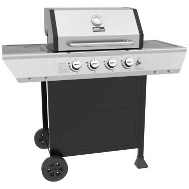 Imagem de Churrasqueira a Gás 40.000 BTU com 4 Queimadores e Mesas Laterais em Aço Inoxidável, ROYAL GOURMET GA4400T, Preto
