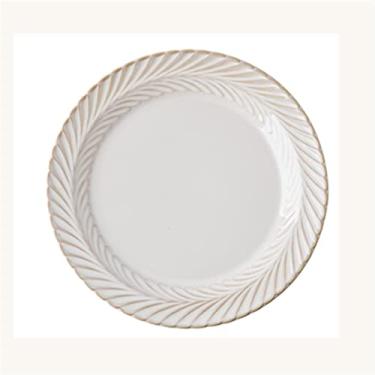 Imagem de Lata de lixo Prato de cerâmica ocidental, prato de sobremesa, padrão vintage, prato de jantar, casa, cozinha, restaurante, prato de jantar chinês ocidental, redondo, branco(Médio)