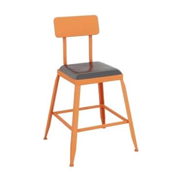 Imagem de hezhuhe2258 Cadeira de bar pequena colorida de ferro quadrado mesa e cadeiras varanda leite chá loja bancos altos (laranja)