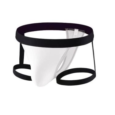 Imagem de Cueca Jockstrap Sexy com Ligas e Suporte Atlético - Fio Dental Branca 