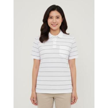 Imagem de Camisa Polo Feminina Oversized Branca Básica em Malha Leve e Macia, li