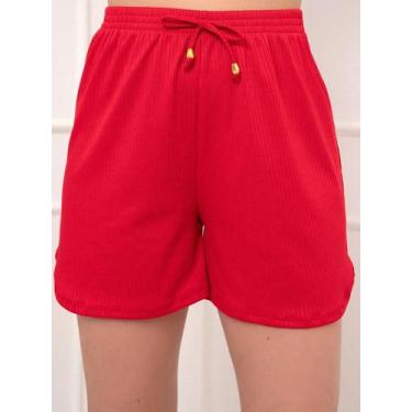 Imagem de A-Lows A&L   Shorts Canelada  look  leve confortável, Vermelho, GG