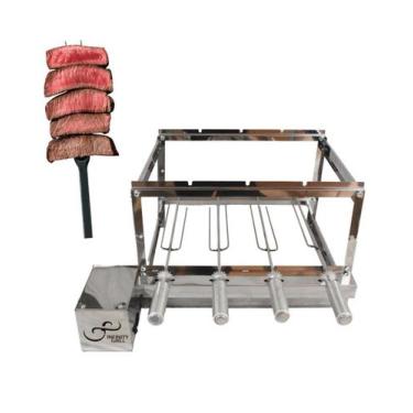 Imagem de Gira Grill Churrasqueira Elétrica Inox 4 Espeto - infinity grill