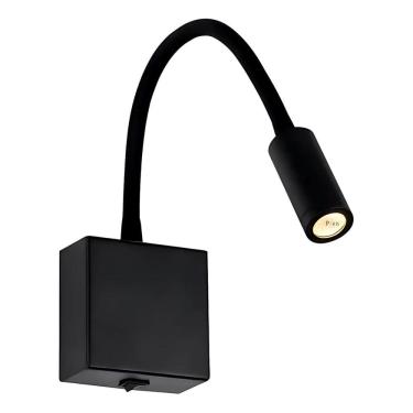 Imagem de Arandela de Cabeceira Leitura Flexível Flexus Preta Led 3W 3000K Bivolt