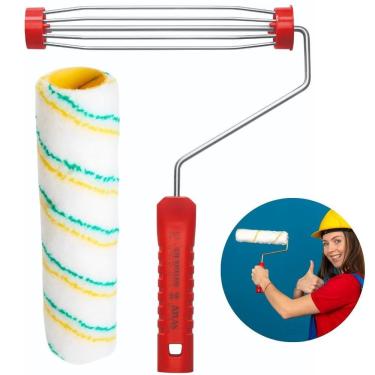 Imagem de Suporte Garfo 23Cm Sem Rosca + Rolo Para Pintura Poliamida