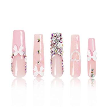 Imagem de Pressione as unhas LOVFUL Vintage Shortcake com cristais de 4,3 cm