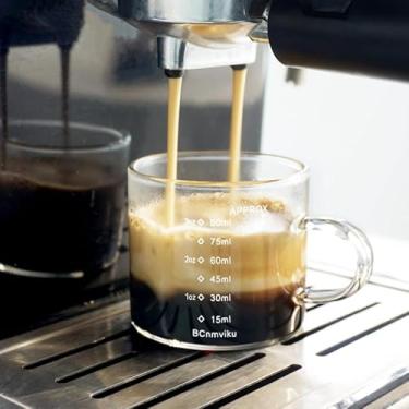 Imagem de Pacote com 2 xícaras de café expresso, copo de dose de 90 ml, jarra tripla expresso, pequena xícara de café com alça de vidro