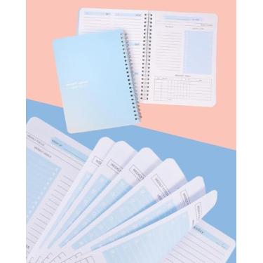 Imagem de Agenda semanal e mensal 52, encadernação em espiral com abas, calendário de capa dura para escritório, tamanho A5 (14,2 cm x 20,6 cm), College Essentials, azul