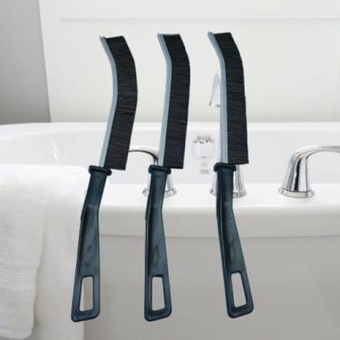 Imagem de Conjunto de 3 escovas de fenda de plástico preto com cerdas de nylon duráveis, ferramenta de limpeza multiuso para eletrodomésticos, cozinha, detalhes de carro