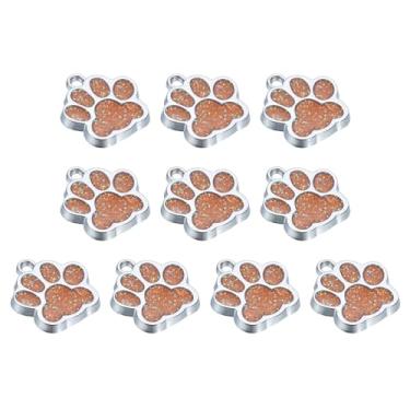 Imagem de Berloque com estampa de pata de animal, gato, cachorro, 10 peças, contas de pegada de pó brilhante, pingentes de garra de liga esmaltada, colorido para colar, chaveiro, pulseira, joias faça você mesmo