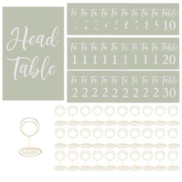 Imagem de 31 peças de suportes de números de mesa, mini suportes de números de mesa, porta-cartões elegantes para chá de panela, casamento, aniversário, aniversário