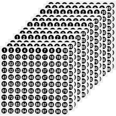 Imagem de Adesivos redondos com 30 folhas de 1 a 100, adesivos autoadesivos de vinil para marcar garrafas, caixas, casa, cozinha, escritório, material escolar (número branco, fundo preto)