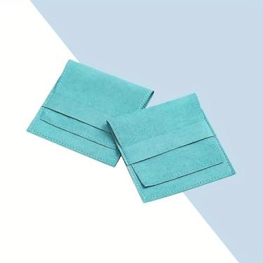 Imagem de 1 bolsa de joias bolsa de flanela bolsa de pressão delicada anel de lã colar bolsa de armazenamento de joias bolsa de brincos (ciano claro)