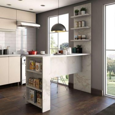 Imagem de Bancada Mesa Gourmet Para Cozinh e Painel Suprema Marmore Bp