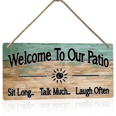 Imagem de Placa de madeira para pátio externo MOUNTWOLF 15x30 cm Welcome