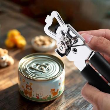 Imagem de Generic 1 abridor de latas portátil 3 em 1 abridor de latas e abridor de garrafas PP ferro prateado preto 4,9 x 20 cm